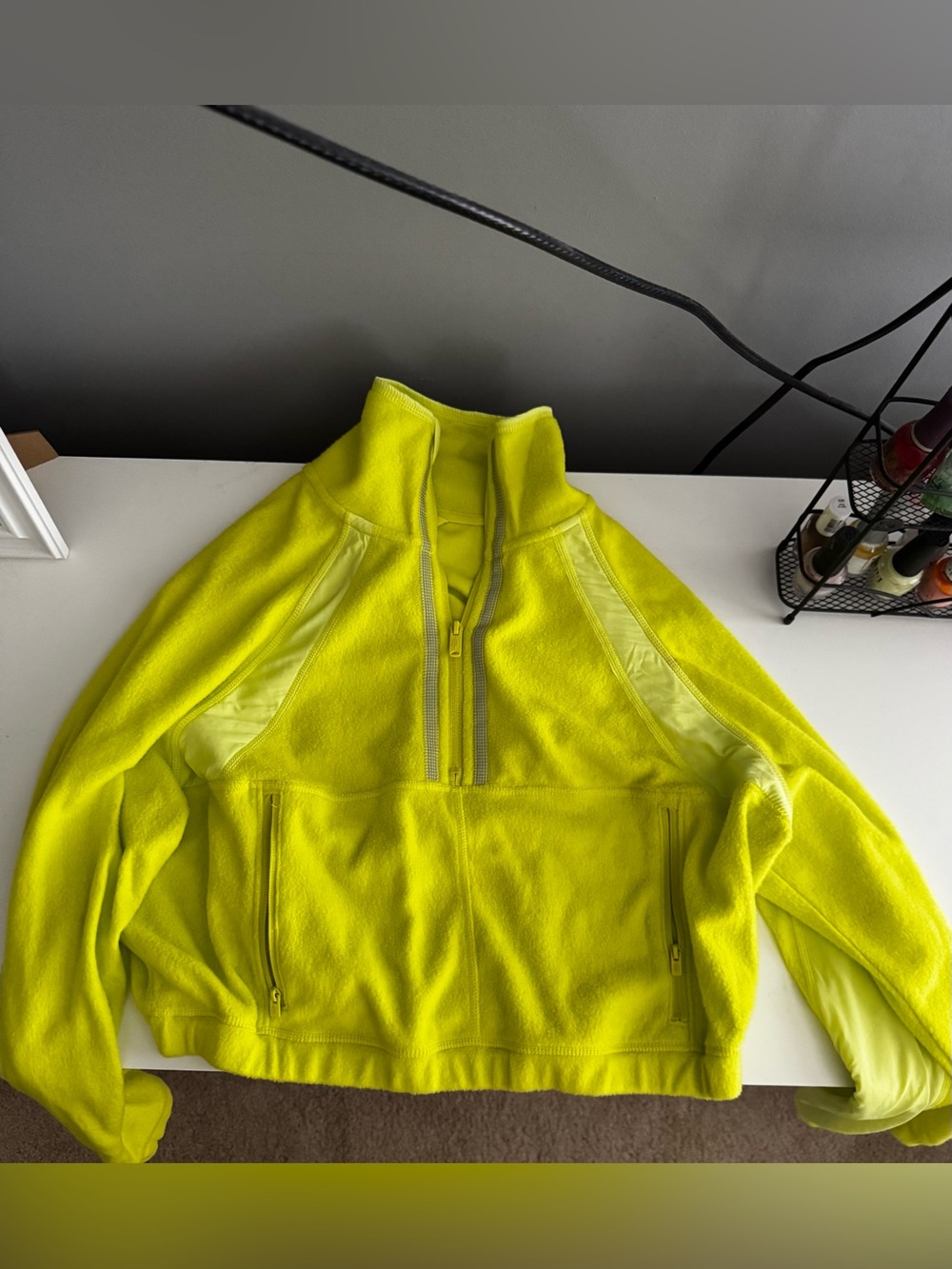 Free People Neon Yellow Half-Zip Fleece Pullover